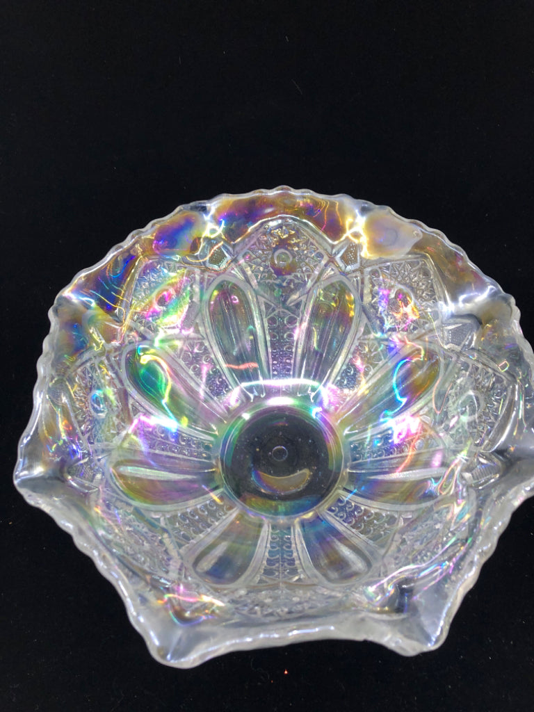 WHITE IRIDESCENT BOWL.