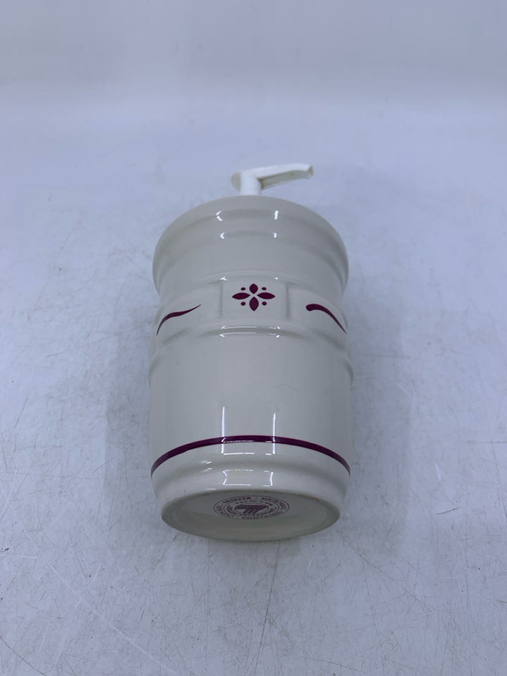 SOAP DISPENSER WOVEN TRADITIONS IVORY W/ RED.