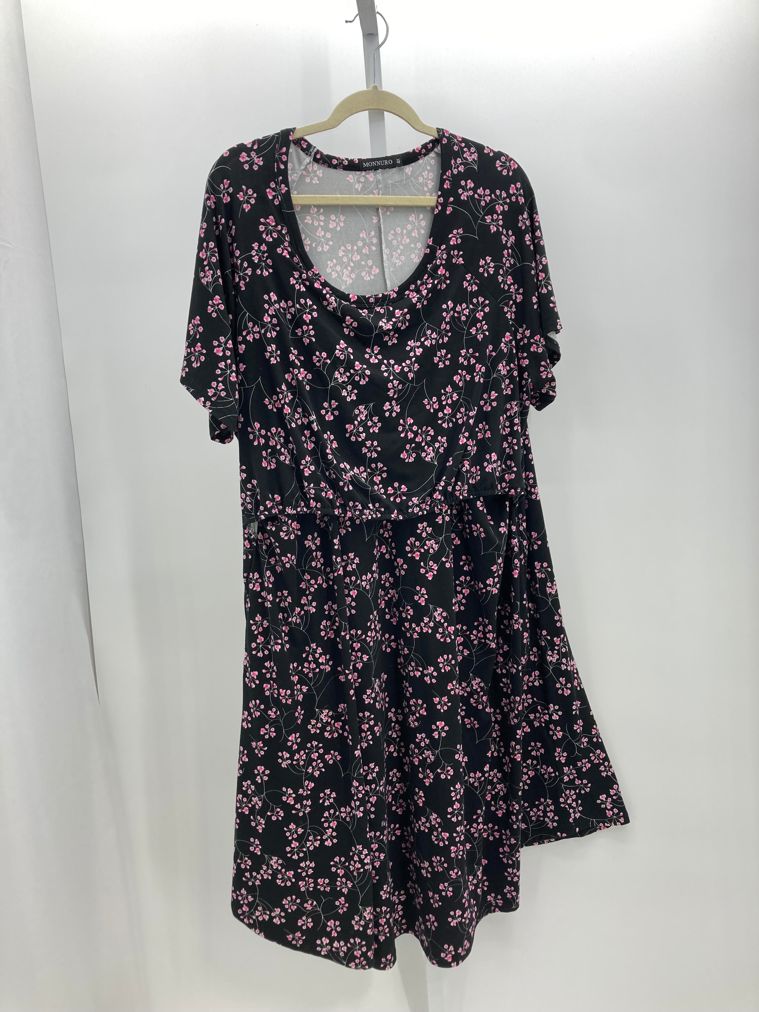Black Size 4X Women's Short Sleeve Dress
