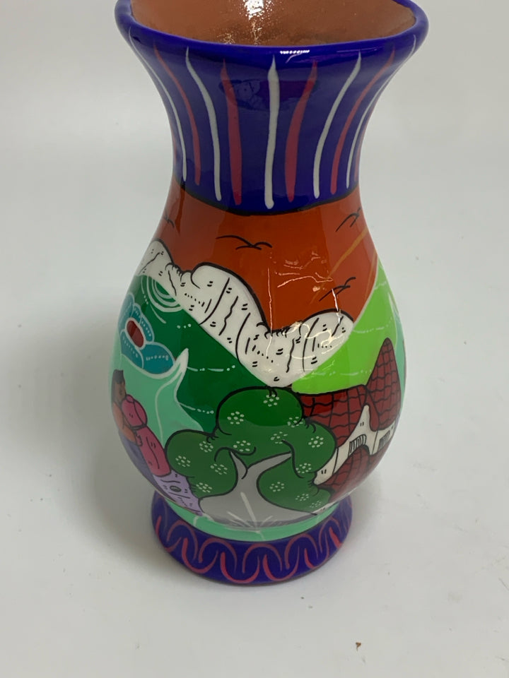 VIBRANT MEXICAN LANDSCAPE VASE.