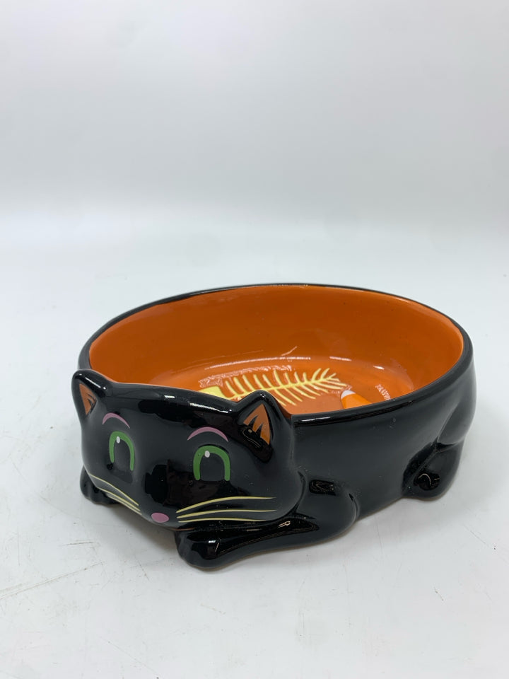 BLACK CAT CERAMIC CANDY DISH.