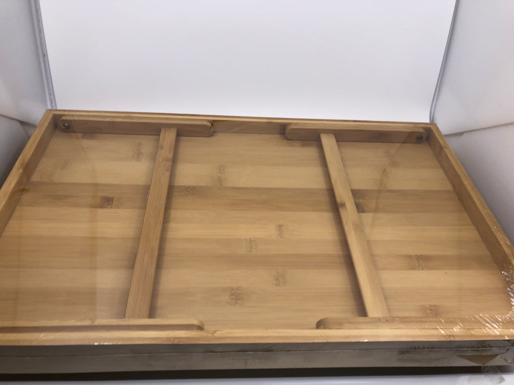 NIP BAMBOO TRAY W/ FOLDING LEGS.