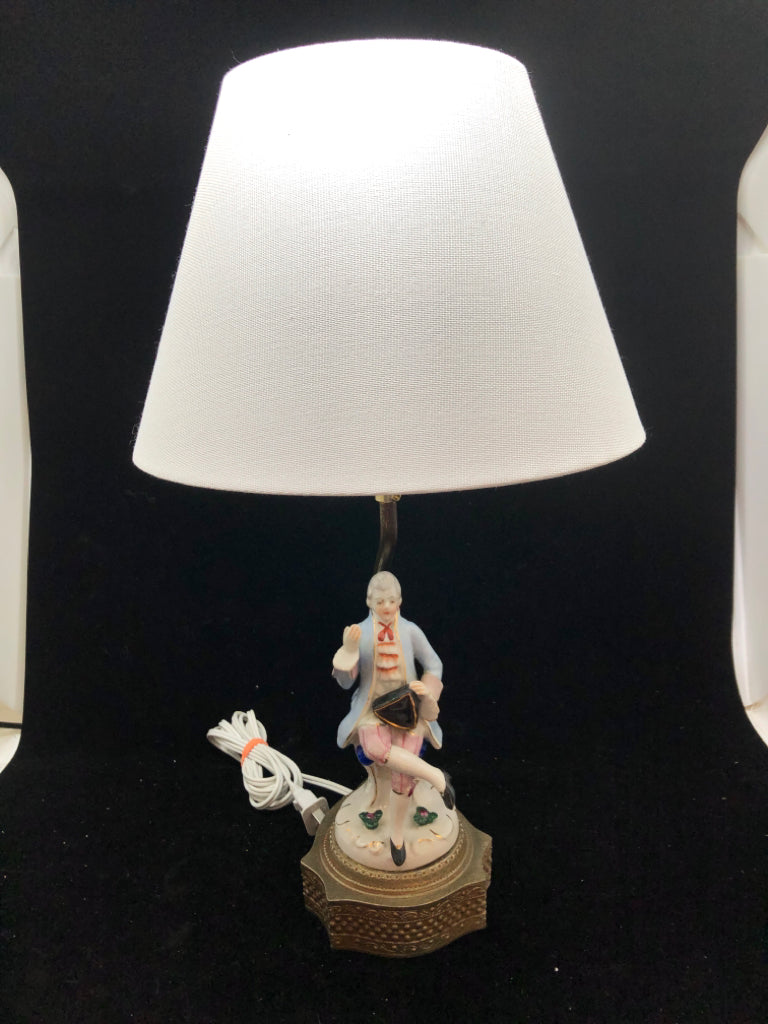VTG VICTORIAN MAN PORCELAIN LAMP.