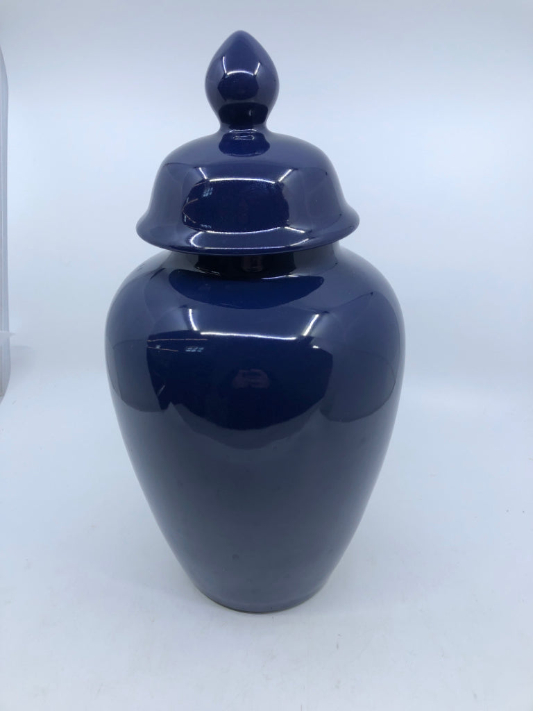 HAEGER NAVY BLUE URN W/LID.