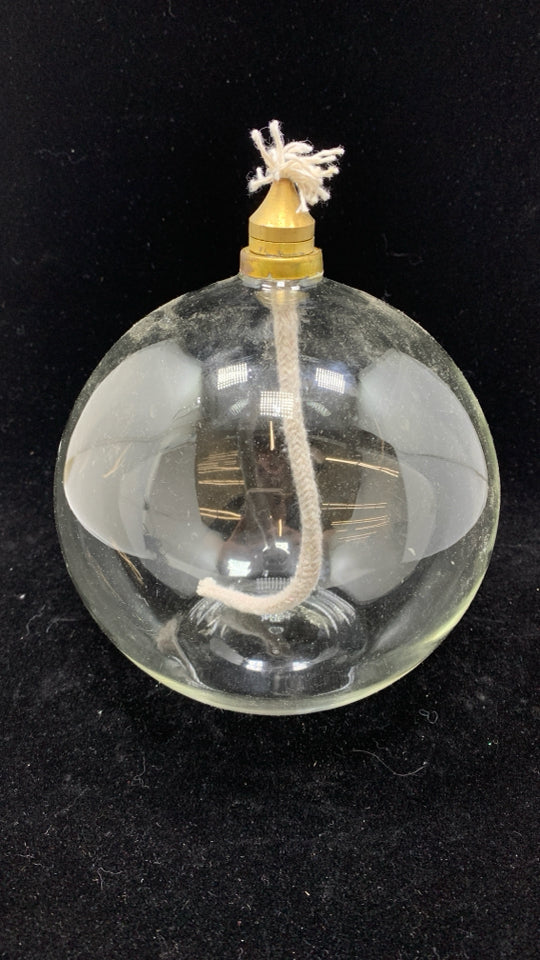 LARGE CLEAR GLASS OIL LANTERN BALL.