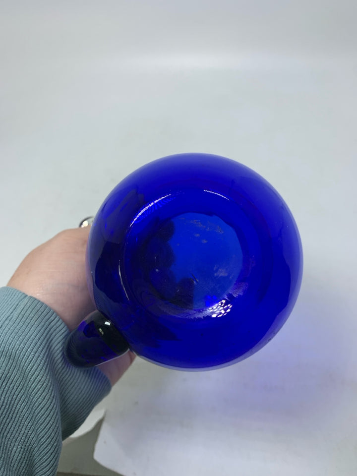 COBALT BLUE GLASS PITCHER.
