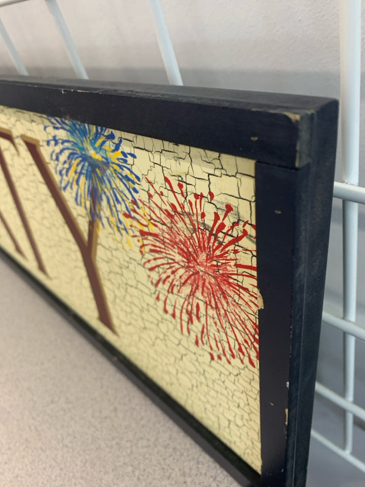 LIBERTY FIREWORK CRACKLE DESIGN FRAMED WALL-ART.