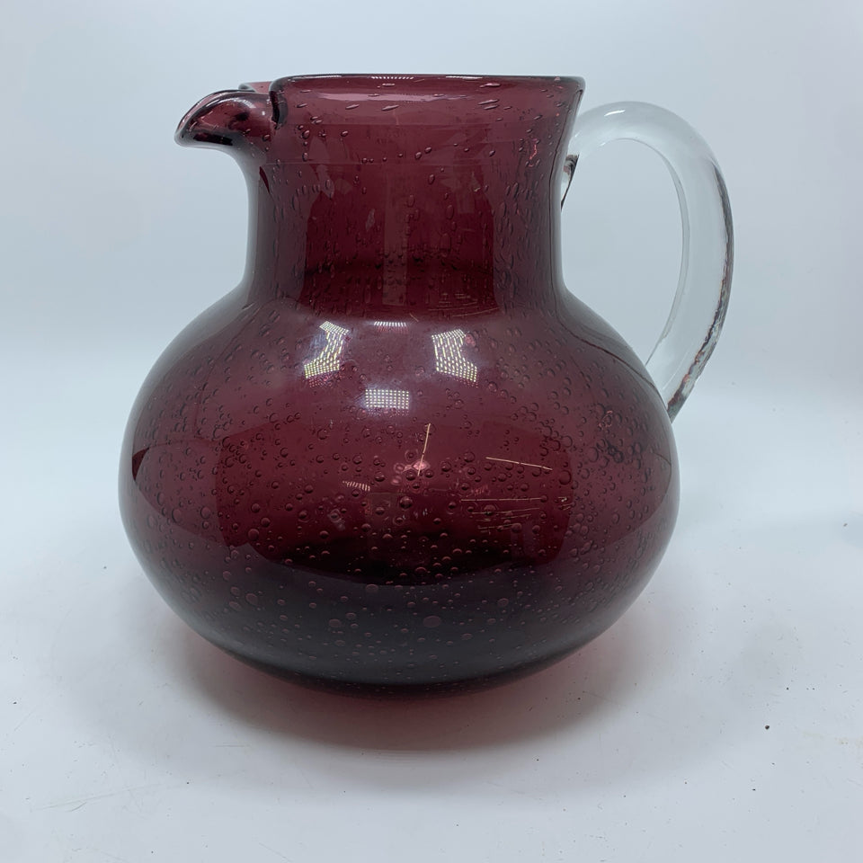 PURPLE GLASS BUBBLE PITCHER.