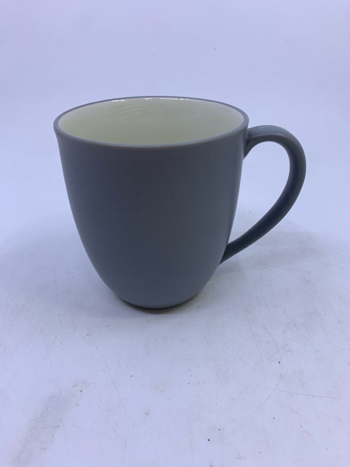 GRAY STONEWARE MUG.