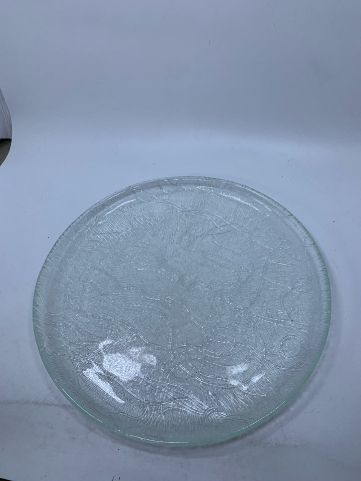 LARGE TEXTURED GLASS PLATTER.