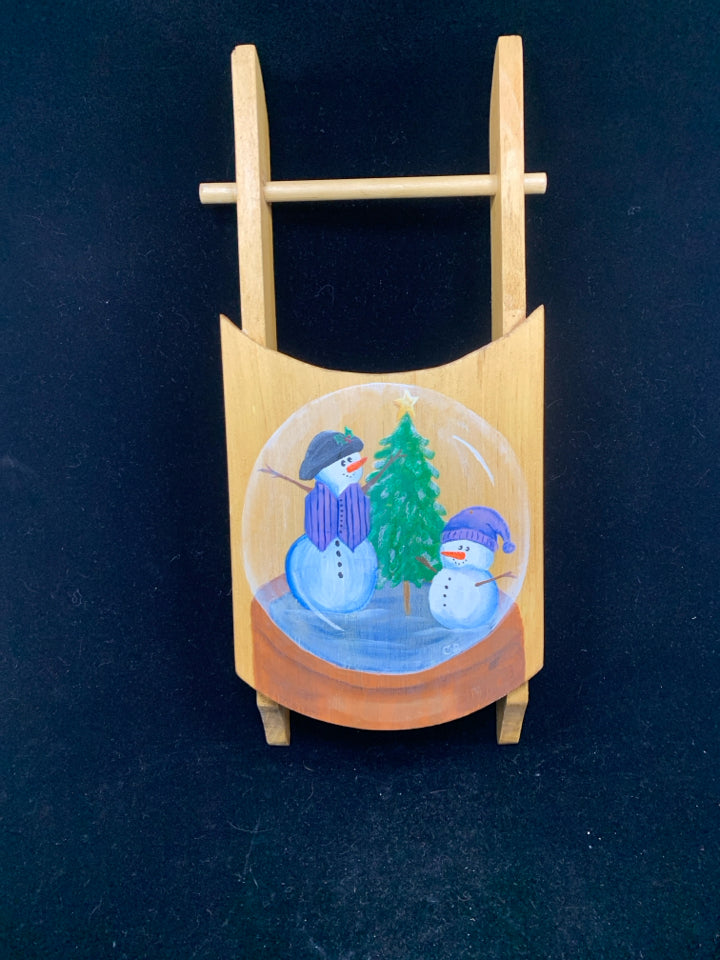 SNOWMAN PAINTED SMALL SLED.