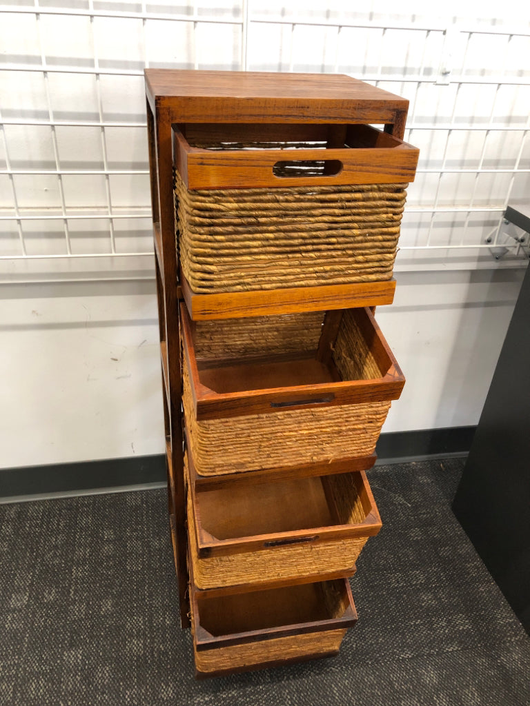 TALL WOOD 4 DRAWER STORAGE.
