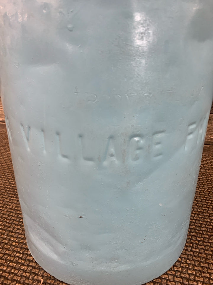 LIGHT BLUE HEAVY METAL GIBSON VILLAGE MILK CAN.