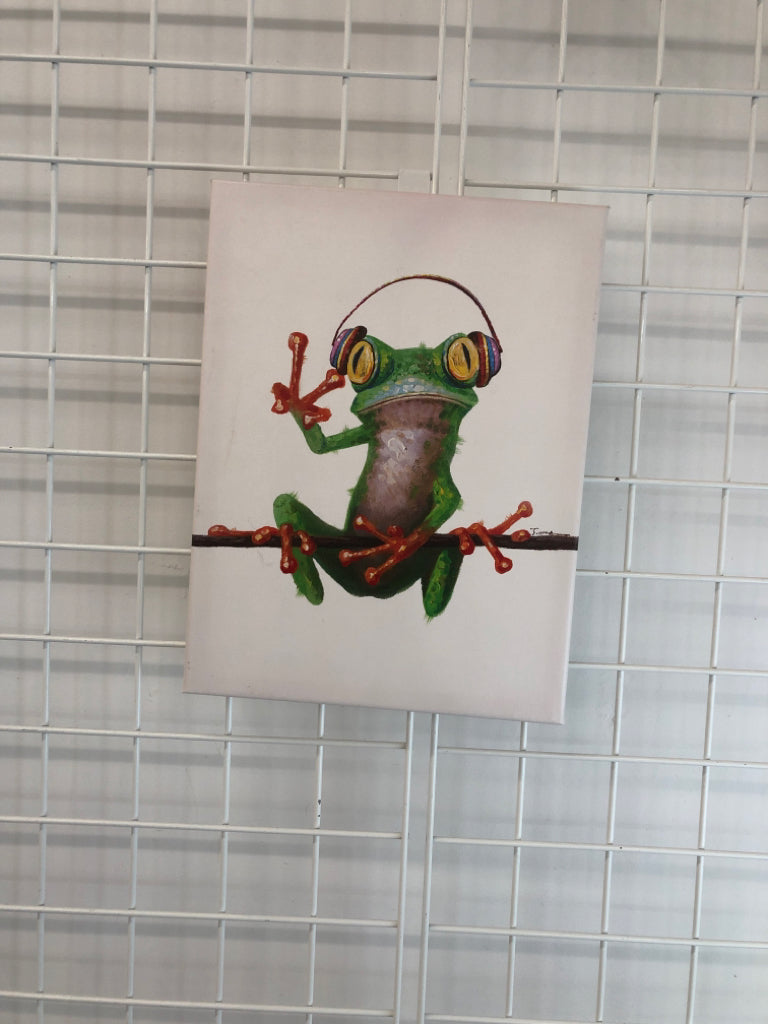 FROG W/HEADPHONES CANVAS.