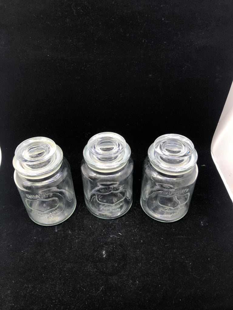 3 QUALITY GLASS CANISTERS.