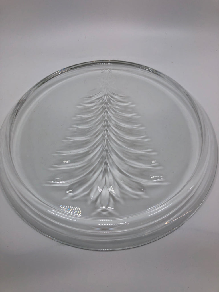 NIB GLASS TREE HOLIDAY PLATTER.