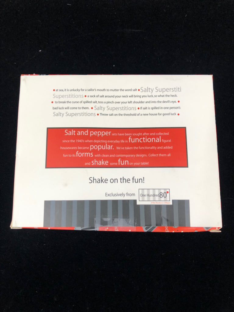 NIB BLACK & WHITE RABBIT CERAMIC S&P SHAKERS.