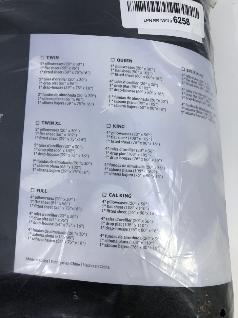 NIP KING BLACK MICROFIBER SATIN SHEET SET.