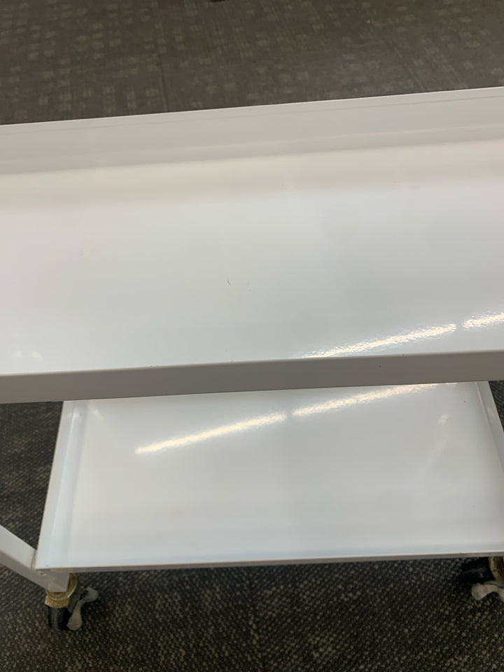 3 TIER WHITE ROLLING METAL SHELF.