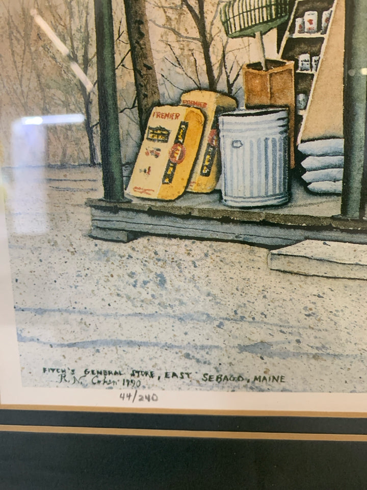 FITCH'S GENERAL STORE PAINTING IN FRAME.