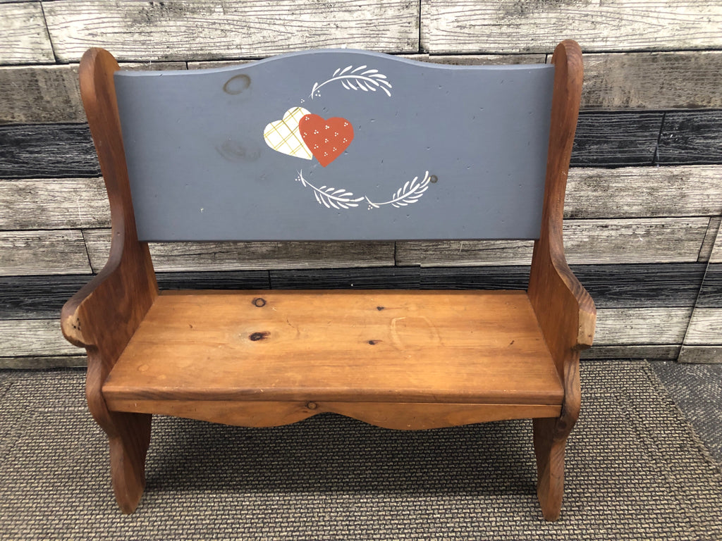 WOOD PAINTED BENCH PLANT STAND/ DOLL BENCH.