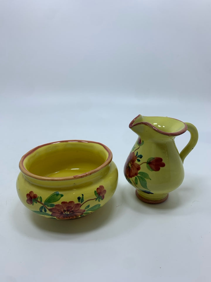 ITALIAN FLORAL MINIATURE PITCHER & BASIN.