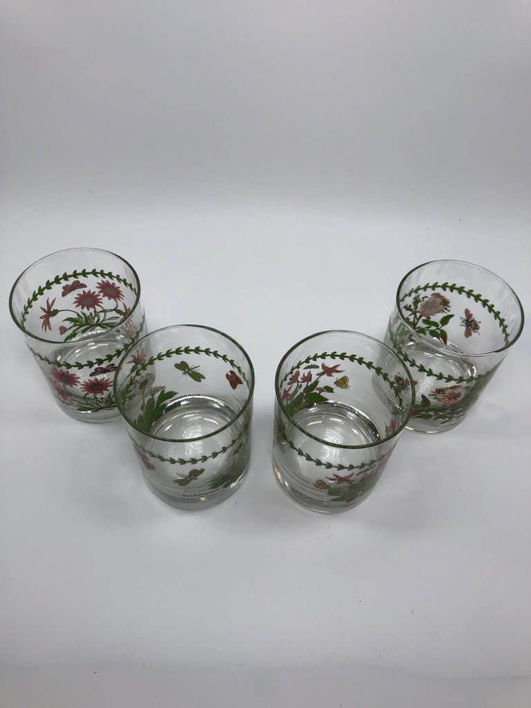 4 BOTANIC GARDEN OLD FASHIONED GLASSES.