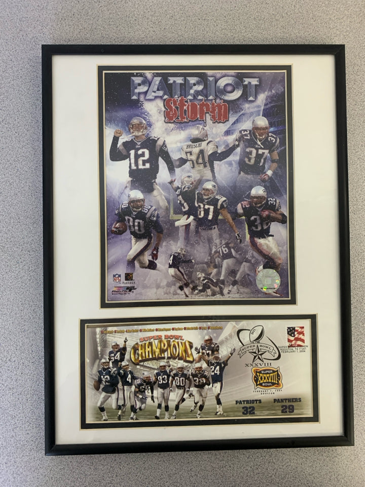 PATRIOT STORM SUPERBOWL CHAMPS FRAMED ART.