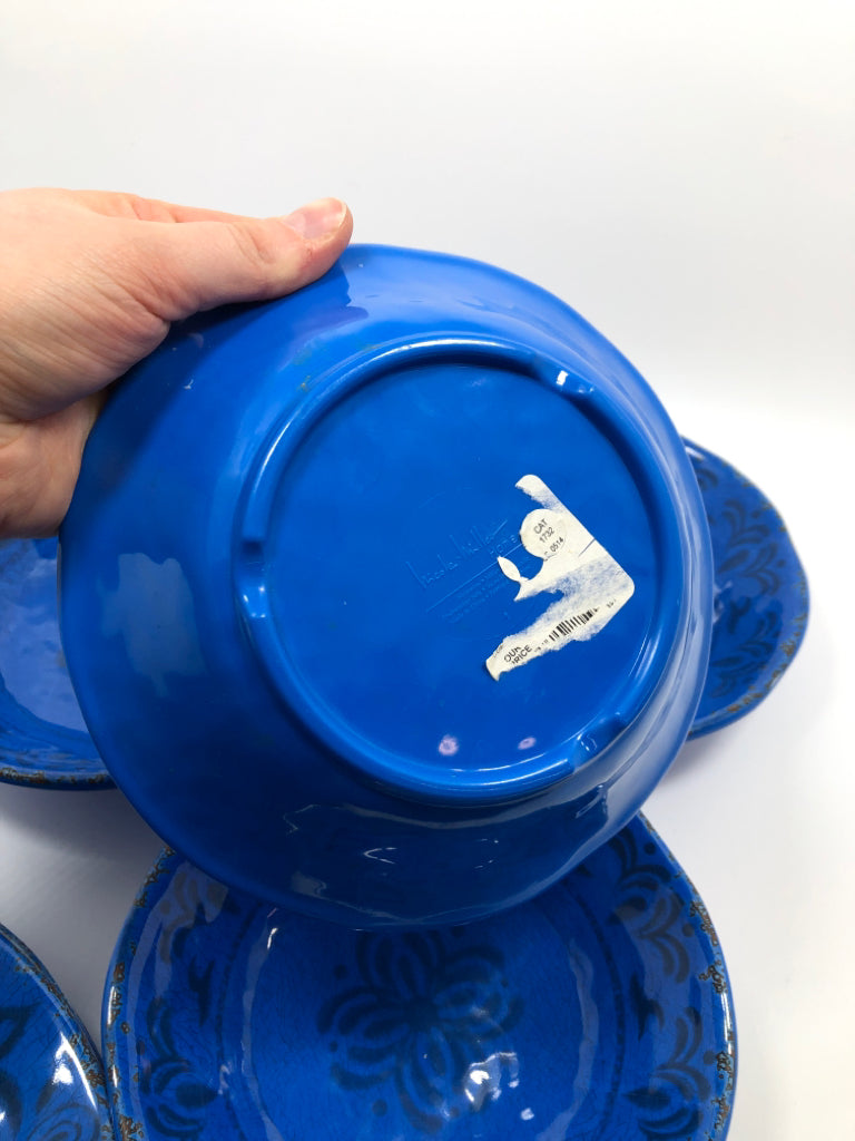 12PC BLUE MELAMINE DISH SET SRV FOR 4.