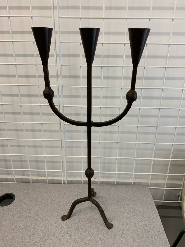 RUSTIC 3-ARM CANDELABRA.