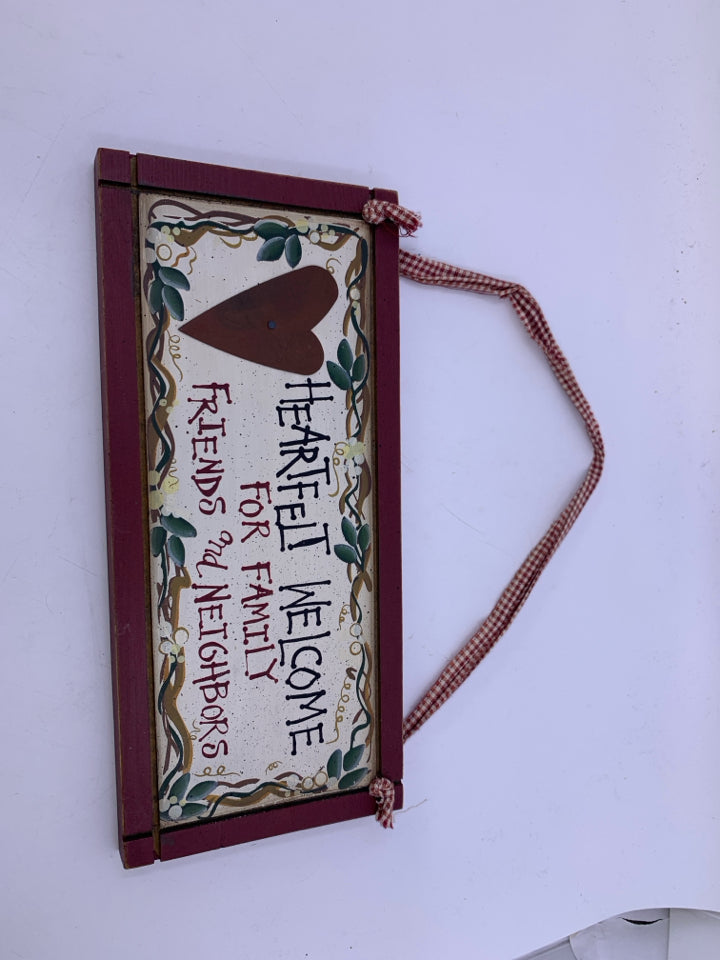HEART FELT WELCOME FROM WALL HANGING.