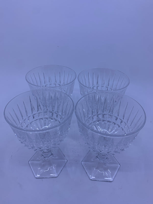 4 SHORT CUT GLASS FOOTED BOWLS.