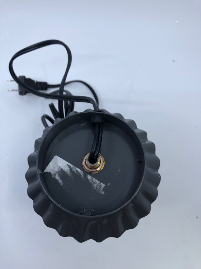 GREY METAL PIERCED STAR LIGHT WAX WARMER.