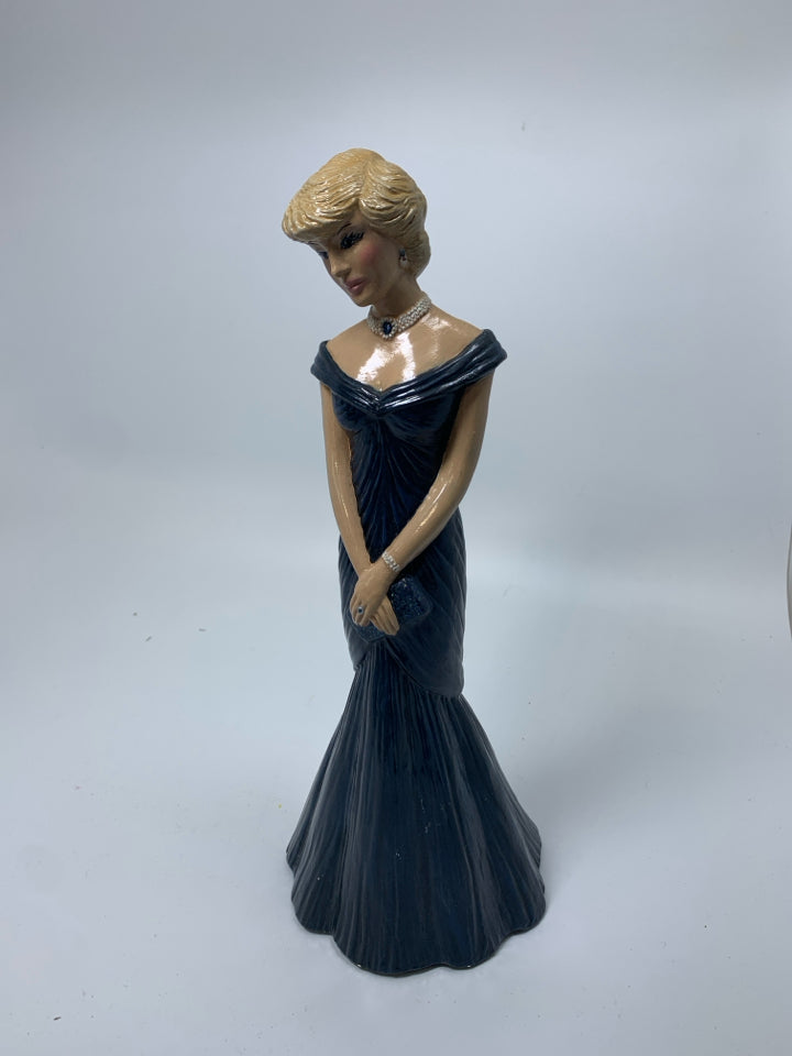 CERAMIC PRINCESS DIANA IN NAVY DRESS FIGURINE.