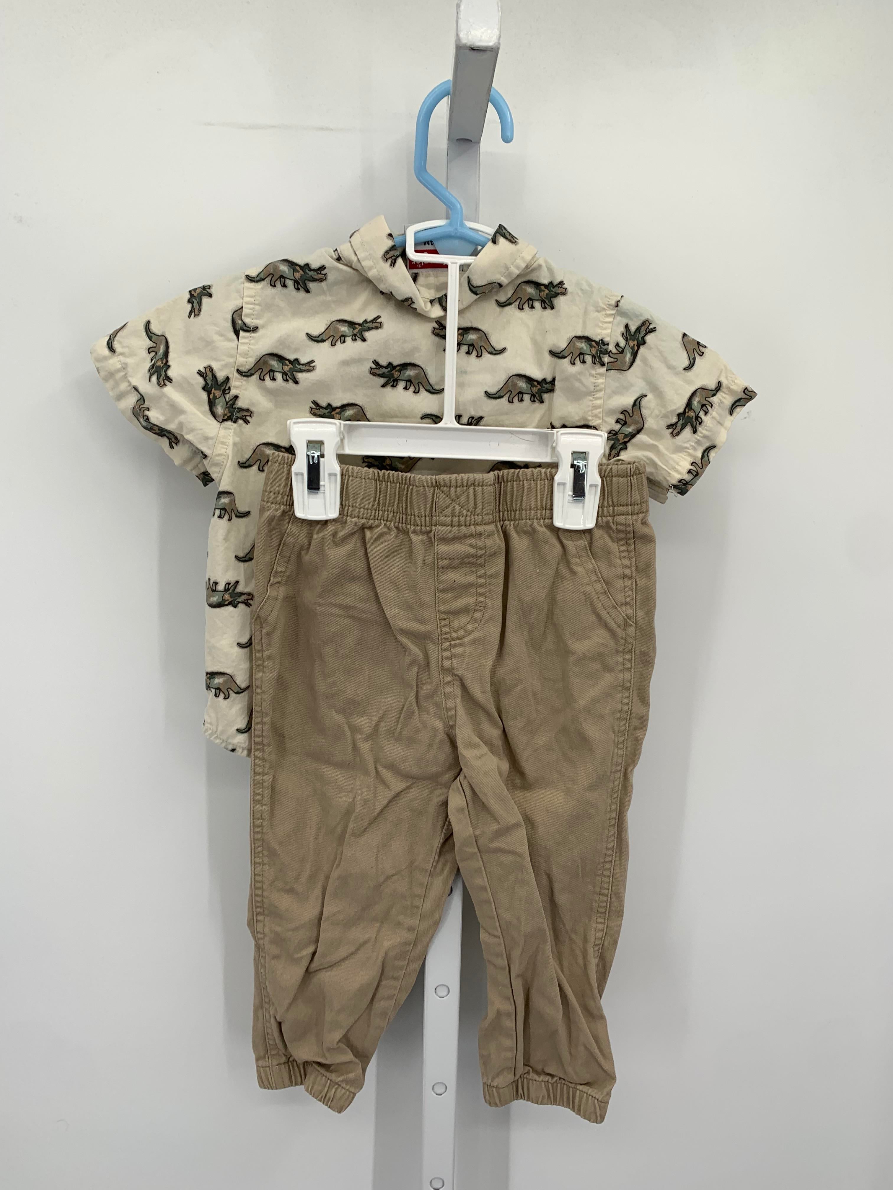 DINO BUTTON DOWN SHIRT AND ELASTIC WAIST PANTS