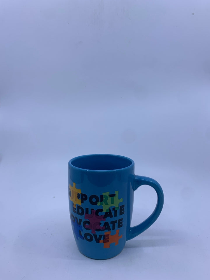 BLUE SUPPORT PUZZLE PIECES MUG.