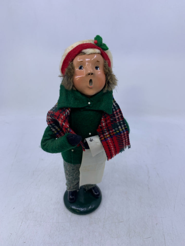 1987 BYERS' CHOICE BOY CAROLER WITH MUSIC.