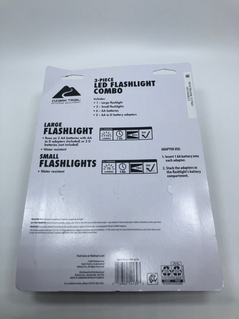 NIP 3PC LED FLASHLIGHT COMBO.
