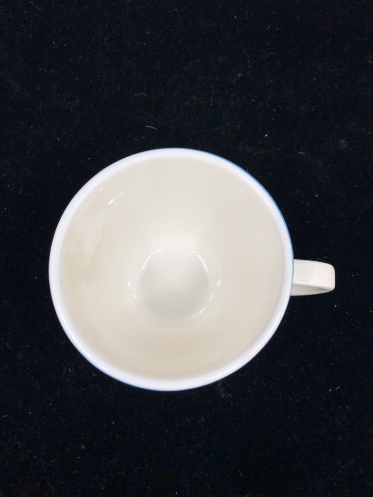 12 PC BLUE AND WHITE CUP AND SAUCER SET- 6 CUPS, 6 SAUCERS.