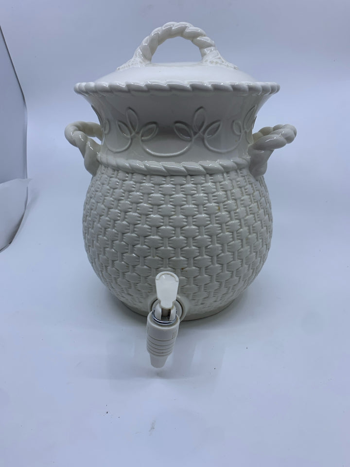 CREAM BASKETWEAVE DRINK DISPENSER.