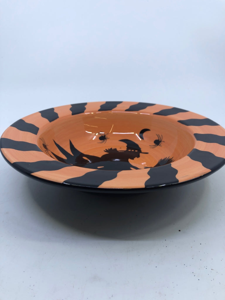 BLACK AND ORANGE WITCH BOWL.