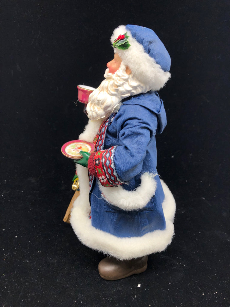 CLOTHTIQUES SANTA IN BLUE ROBE W BOX.