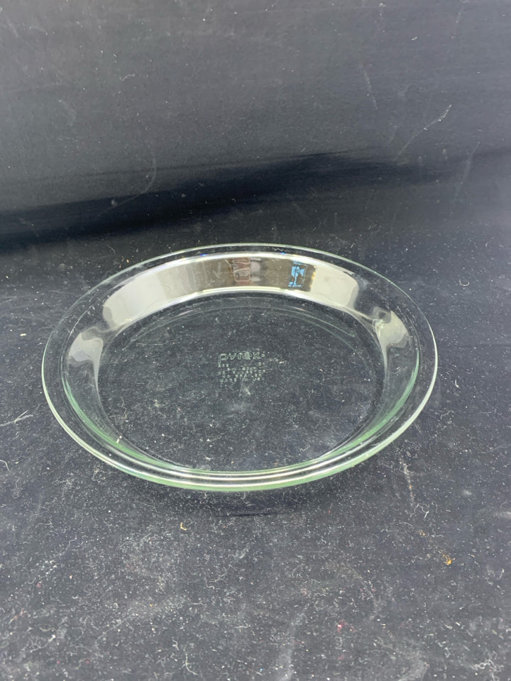 CLEAR GLASS PYREX PIE PAN.