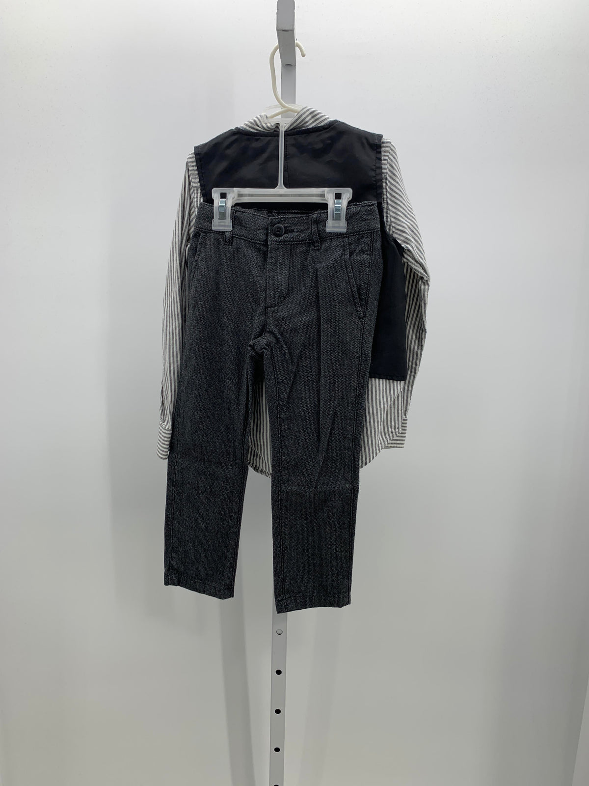 GREY VEST STRIPE SHIRT AND TROUSERS