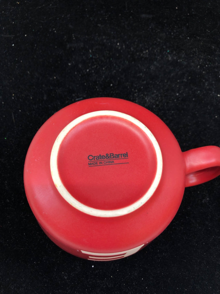 RED SOUP MUG W/ MONOGRAM E.