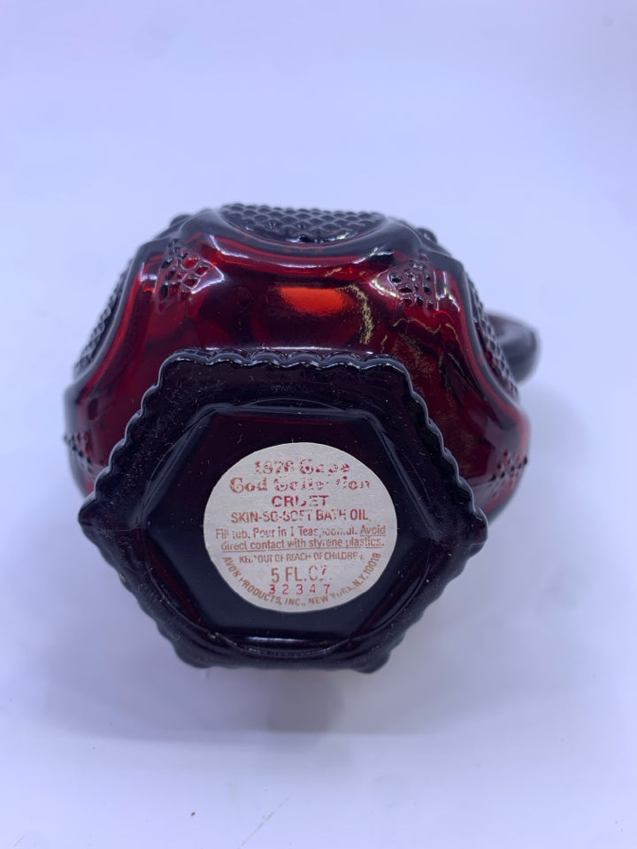2 CRANBERRY OIL AND VINEGAR BOTTLE.