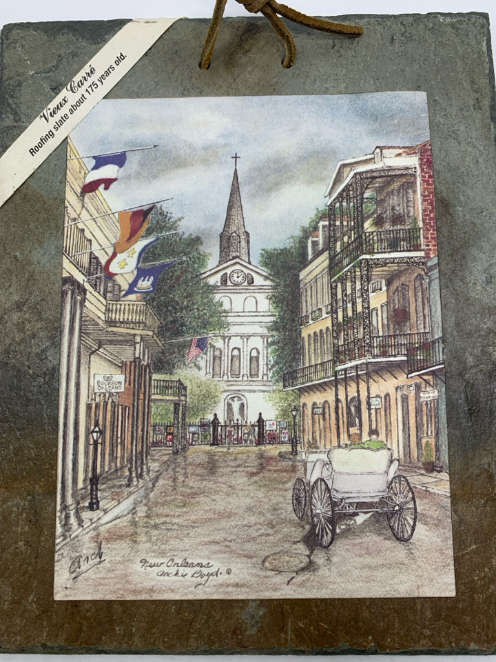 STONE SLATE W/ NEW ORLEANS CITY STREET.