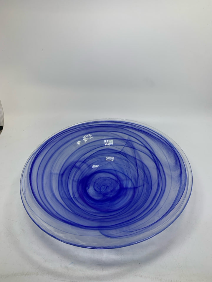 BLUE SWIRL GLASS BOWL.