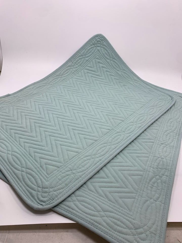 2 TEAL QUILTED PLACEMATS.