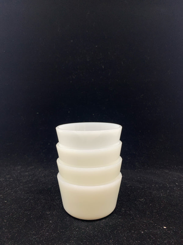 4 VTG WHITE SMALL RAMEKIN CUPS.